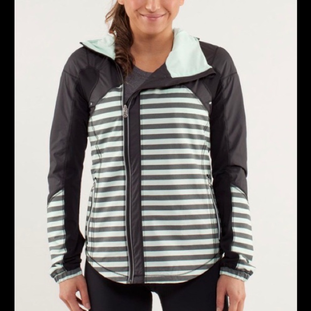 lululemon athletica Striped Mint and Black Lightweight Jacket